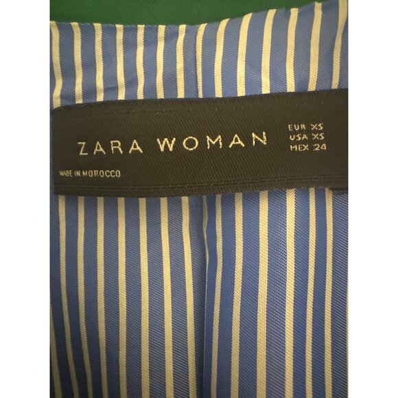 ZARA XS Woman Green Double-Breasted Blazer Jacket - Picture 3 of 16